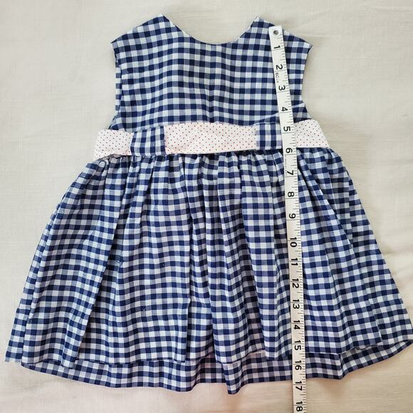 Vintage Navy Gingham Sleeveless Dress 12-18 months - Picture 3 of 5